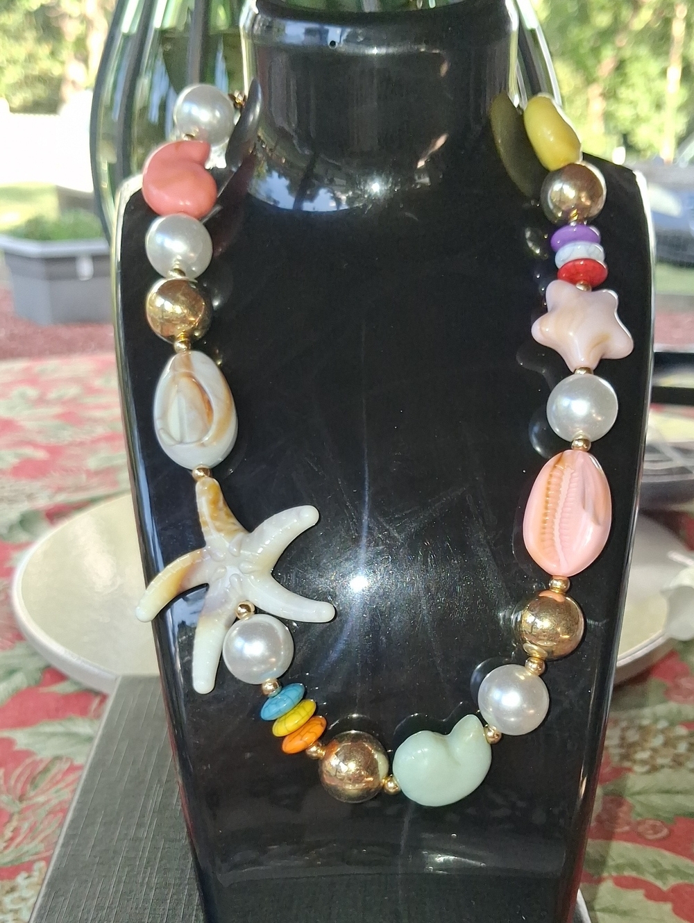 Handcrafted Multicolor Shell & Pearl Statement Necklace